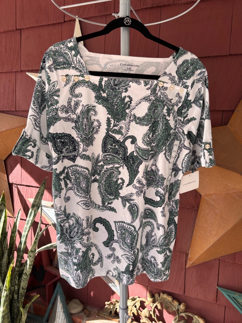 Y2K NWT Croft & Barrow Paisley Short Sleeve Blouse Shirt
Women’s Plus Size XXL